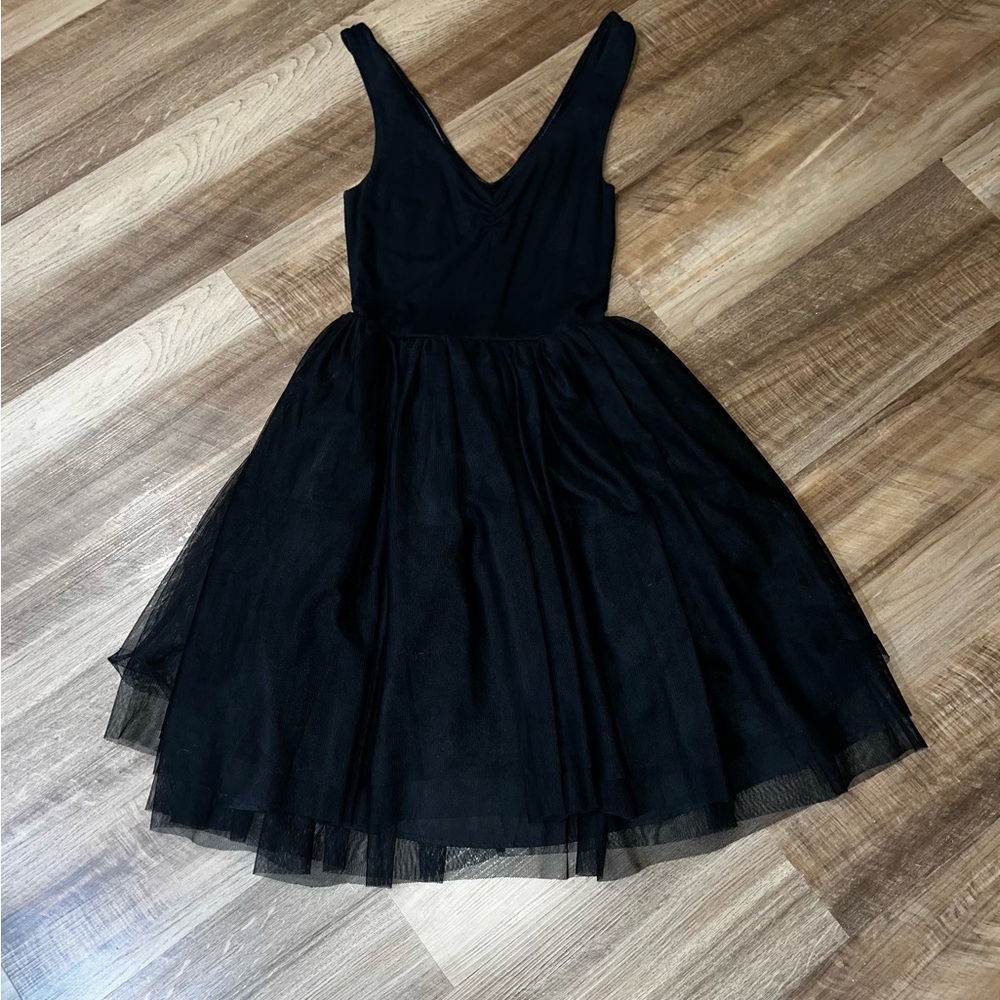 Xhilaration Black Sleeveless V-Neck Dress/Ballet Style Tulle Dress
